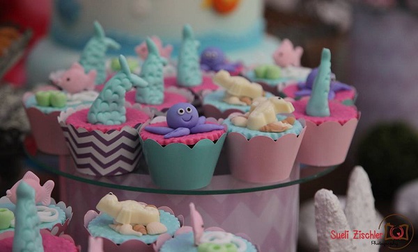 Cupcakes festa fundo do mar