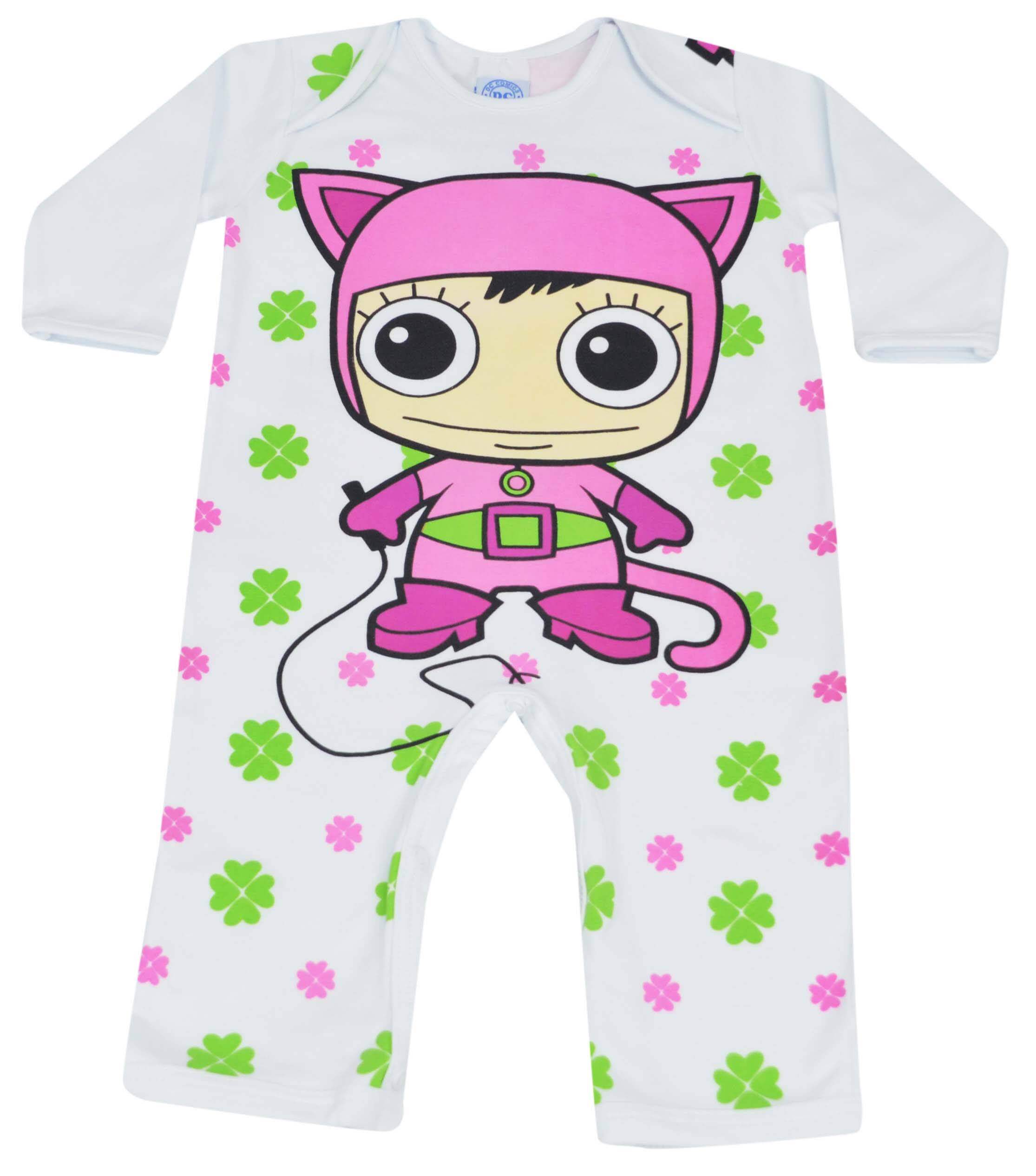 Pijama infantil de macacão com estampa de Mulher Gato da loja virtual Pijamas for you