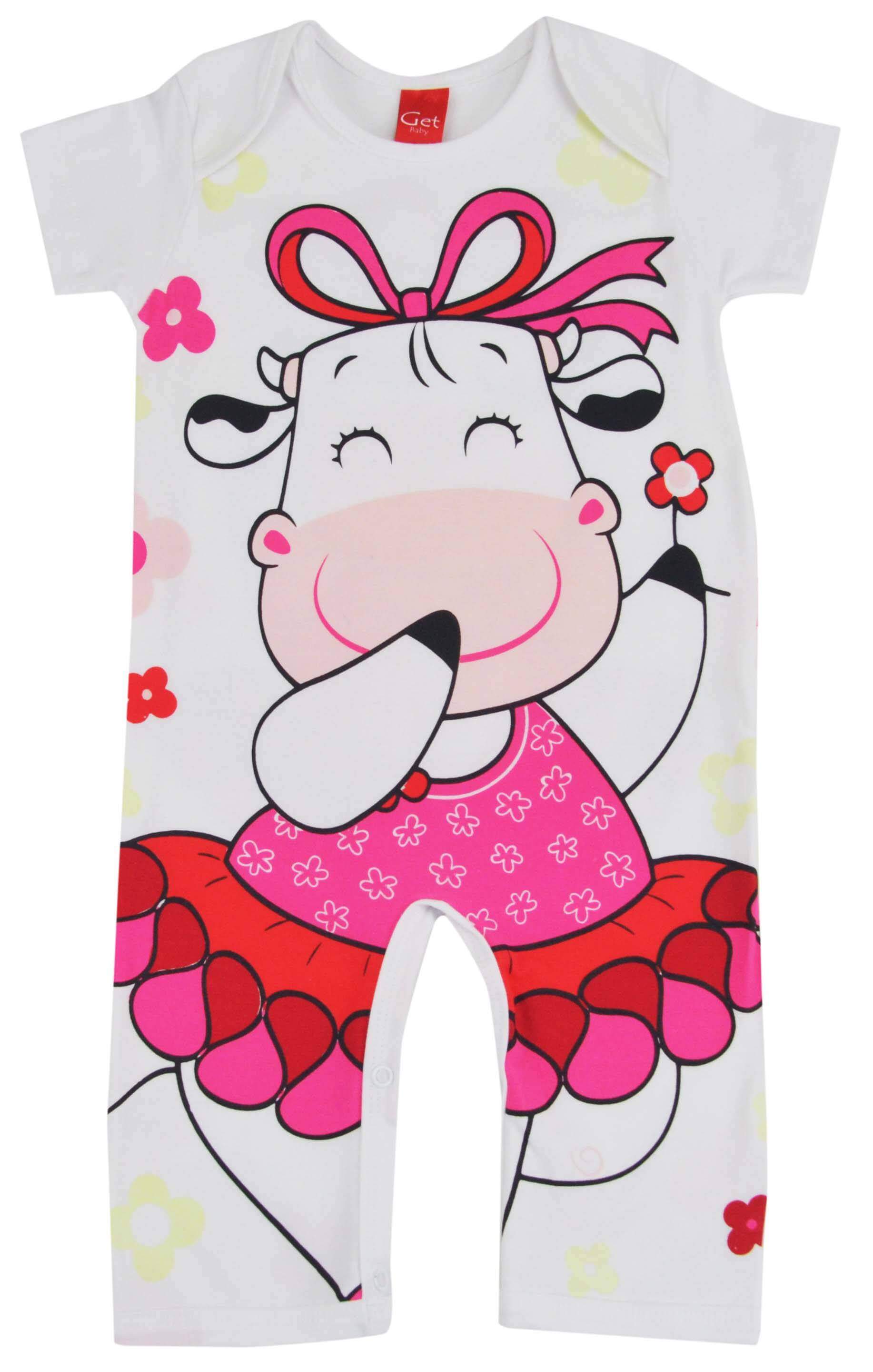 Pijama de macacão para meninas com estampa de vaquinha da loja virtual Pijamas for you